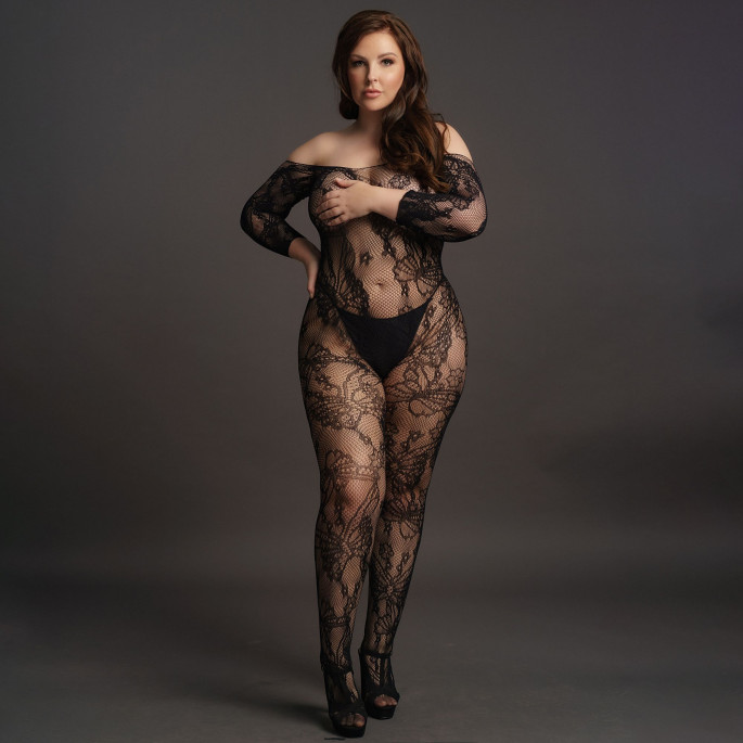 LE DÉSIR- NETZKOMBI FLORAL SCHWARZ