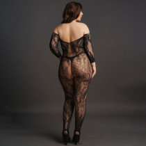 LE DÉSIR- NETZKOMBI FLORAL SCHWARZ