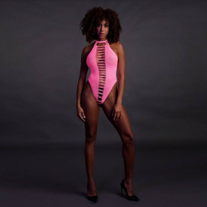 NECKHOLDER-BODY + RIEMCHEN NEONROSA