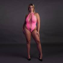 NECKHOLDER-BODY + RIEMCHEN NEONROSA