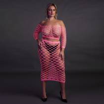 2STÜCK ROCK + TOP BREIT NETZ NEONROSA