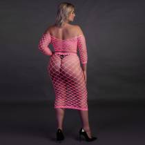 2STÜCK ROCK + TOP BREIT NETZ NEONROSA