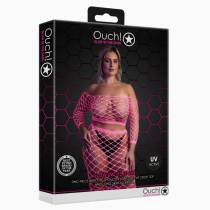 2STÜCK ROCK + TOP BREIT NETZ NEONROSA