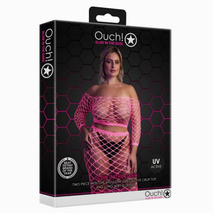 2STÜCK ROCK + TOP BREIT NETZ NEONROSA