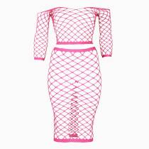 2STÜCK ROCK + TOP BREIT NETZ NEONROSA