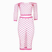 2STÜCK ROCK + TOP BREIT NETZ NEONROSA