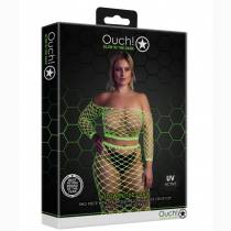 2PCS JUPE + TOP LARGE RÉSILLE VERT NÉON