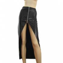 LONG VINYL SKIRT + ZIP FACE