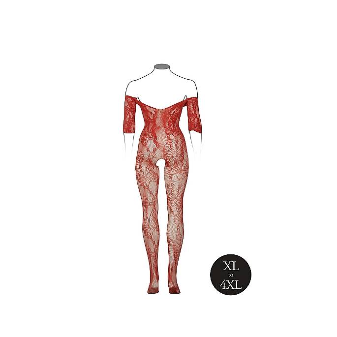 LE DÉSIR-COMBI RÉSILLE FLORALE CORAIL