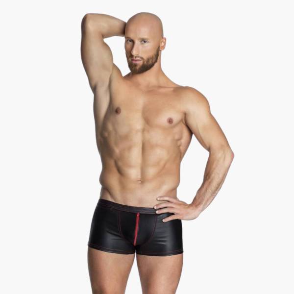 BOXERSHORTS WETLOOK ZIP ROT