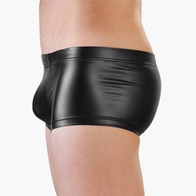 BOXERSHORTS WETLOOK SCHWARZ NEK