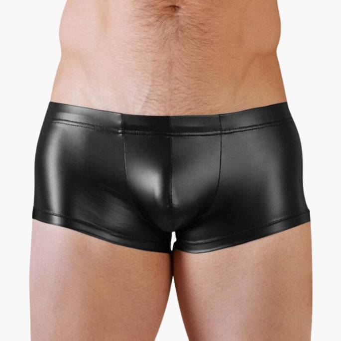 BOXERSHORTS WETLOOK SCHWARZ NEK