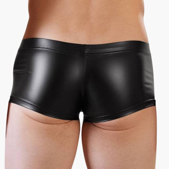 BOXERSHORTS WETLOOK SCHWARZ NEK