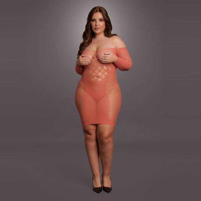 DER WUNSCH-SEXY KORALLEN KLEID LANGÄRMELIG