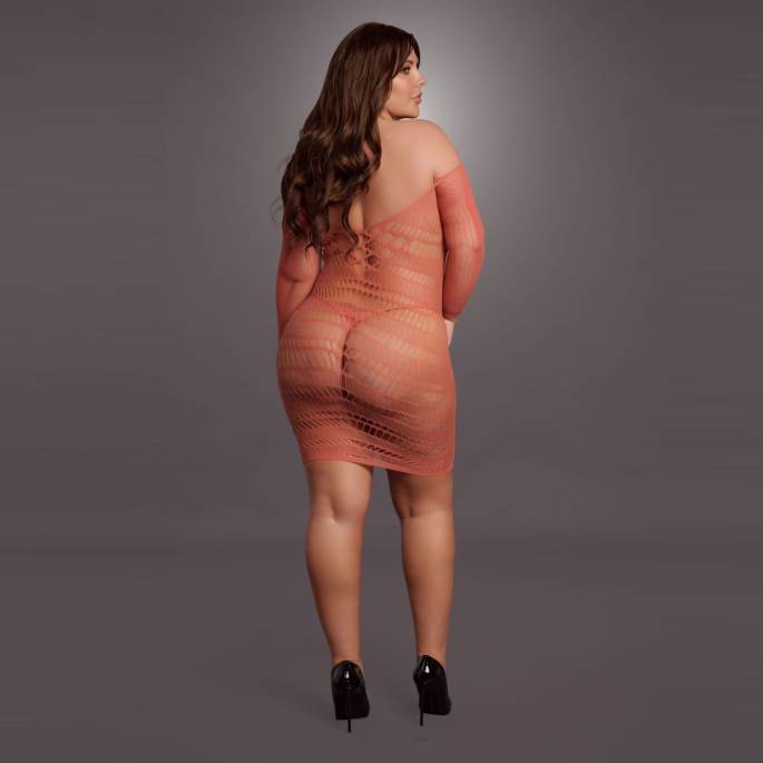 DER WUNSCH-SEXY KORALLEN KLEID LANGÄRMELIG