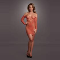LE DÉSIR-ROBE SEXY CORAIL MANCHES LONGUES
