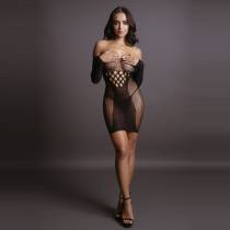 DER WUNSCH-SEXY SCHWARZES KLEID MIT LANGEN ÄRMELN