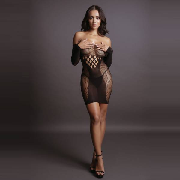 Sehnsucht - sexy schwarzes Kleid mit langen Ärmeln