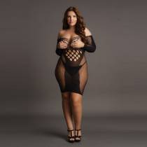 DER WUNSCH-SEXY SCHWARZES KLEID MIT LANGEN ÄRMELN