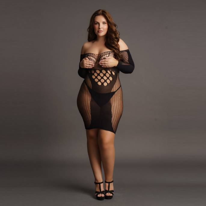 DER WUNSCH-SEXY SCHWARZES KLEID MIT LANGEN ÄRMELN