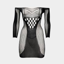 DER WUNSCH-SEXY SCHWARZES KLEID MIT LANGEN ÄRMELN