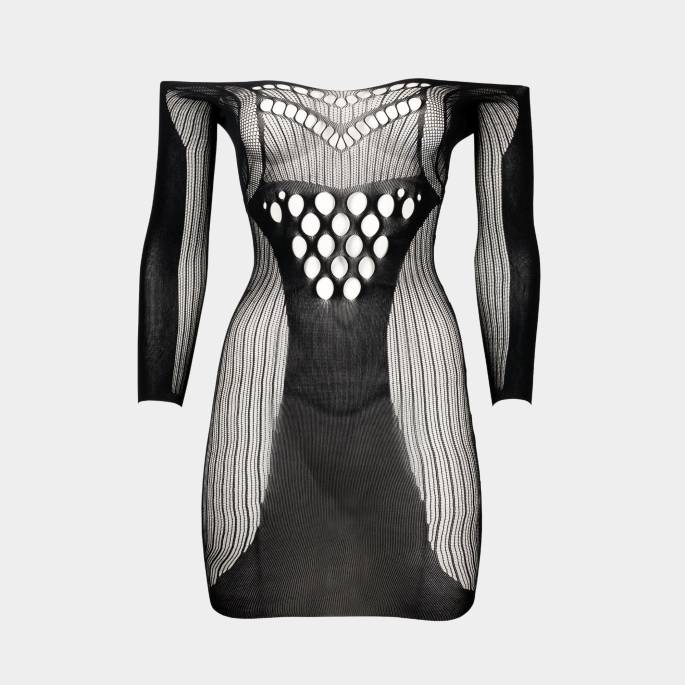 DER WUNSCH-SEXY SCHWARZES KLEID MIT LANGEN ÄRMELN