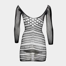 DER WUNSCH-SEXY SCHWARZES KLEID MIT LANGEN ÄRMELN