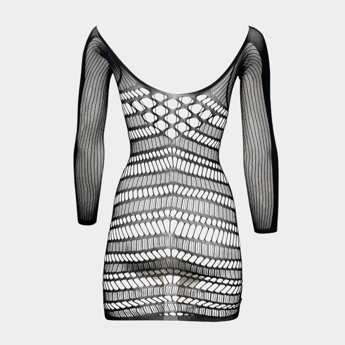 DER WUNSCH-SEXY SCHWARZES KLEID MIT LANGEN ÄRMELN