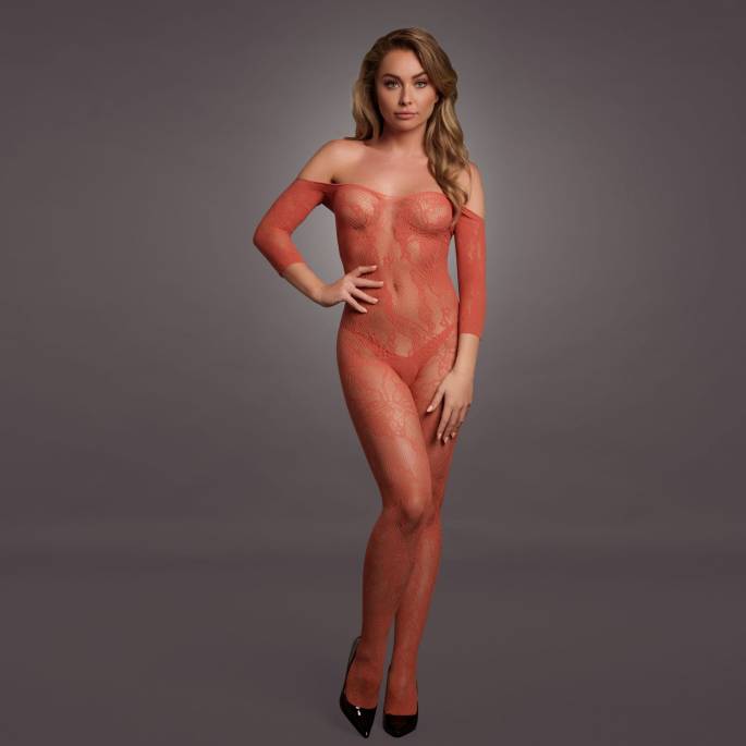 LE DÉSIR-COMBI RÉSILLE FLORALE CORAIL