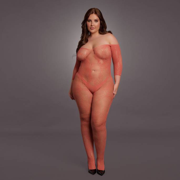 LE DÉSIR-COMBI RÉSILLE FLORALE CORAIL