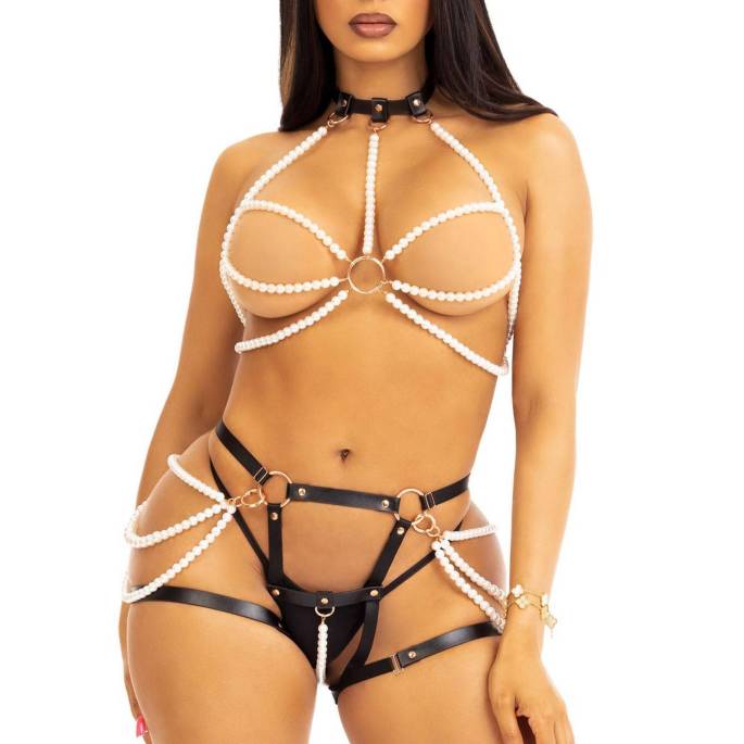 2PCS HARNAIS PERLES AMOVIBLE