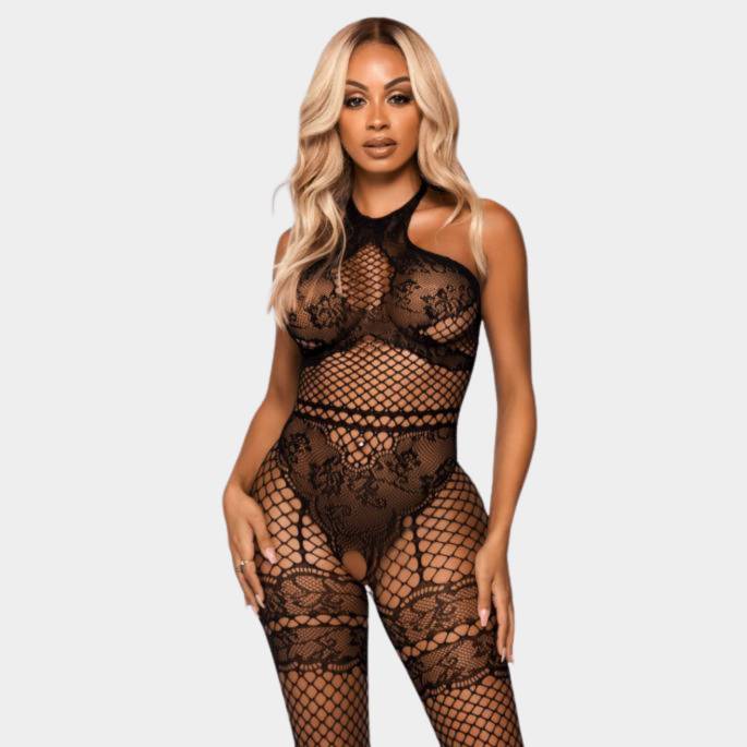 BODYSTOCKING RÉSILLE FAUSSE DENTELLE