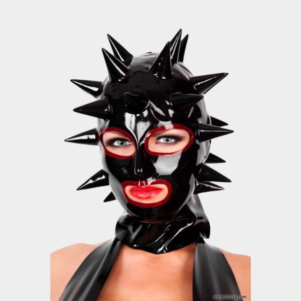 Latexhaube schwarz spikes T.U 0,6mm