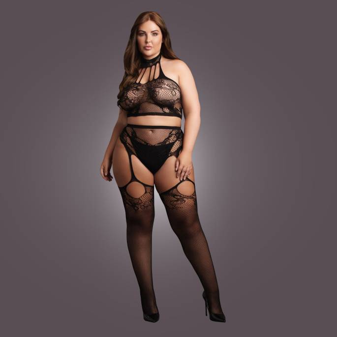 LE DÉSIR-2PCS FLORAL + LANIÈRES COL