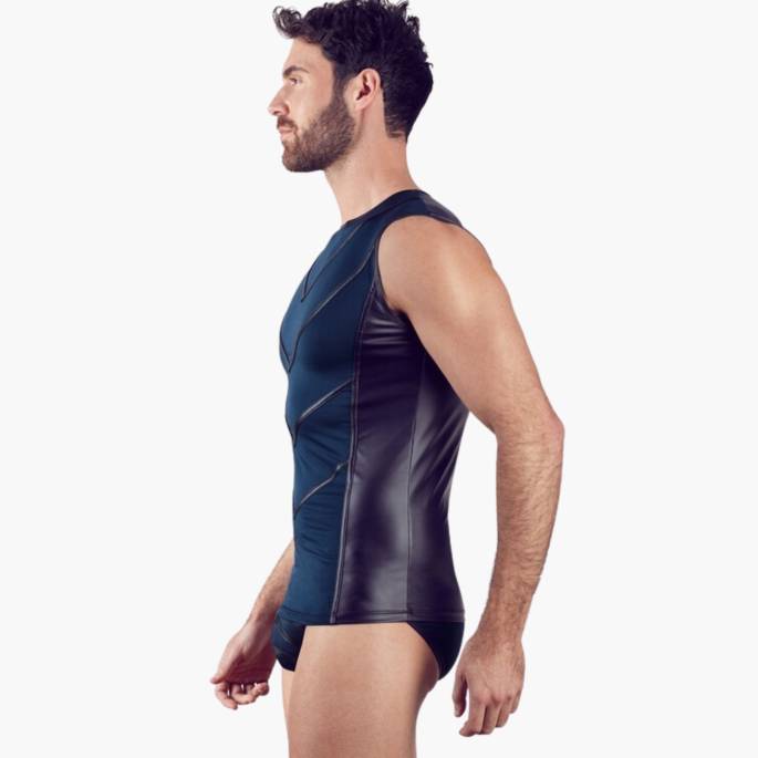 DÉBARDEUR VOILE BLEU DOS WETLOOK