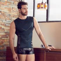 DÉBARDEUR VOILE BLEU DOS WETLOOK