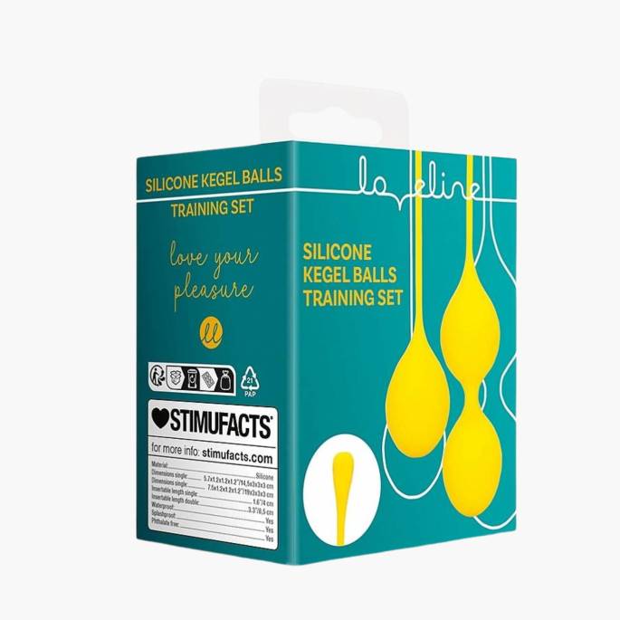 SET MIT 2 GELBEN GEISHA-KUGELN AUS SILIKON