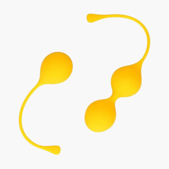 SET MIT 2 GELBEN GEISHA-KUGELN AUS SILIKON