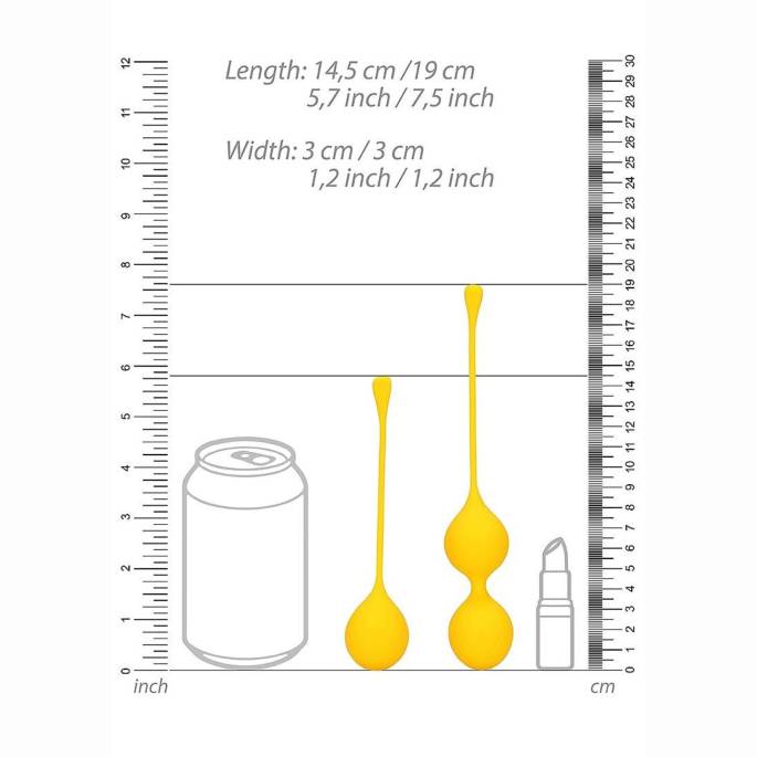 SET MIT 2 GELBEN GEISHA-KUGELN AUS SILIKON