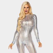LASERCUT CATSUIT SILBER