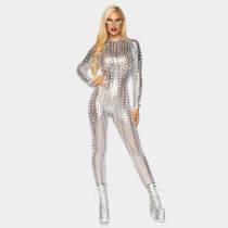 LASERCUT CATSUIT SILBER