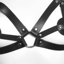 Harnais soutien-gorge cuir & cache tétons