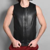 GILET CUIR ET CUIR PERFORE NOIR