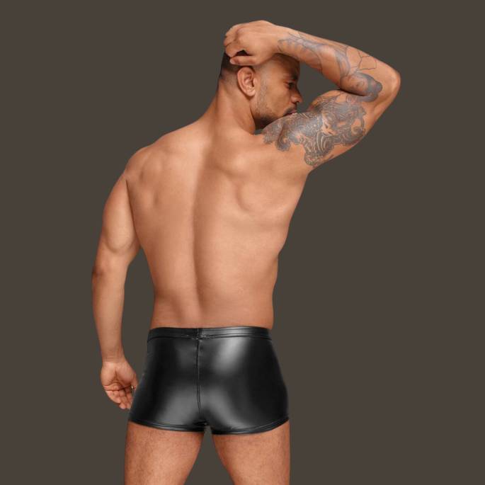 BOXERSHORTS WETLOOK ZIP + DECO VINYL