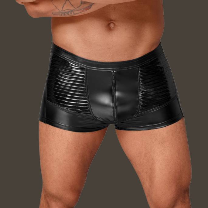 BOXERSHORTS WETLOOK ZIP + DECO VINYL