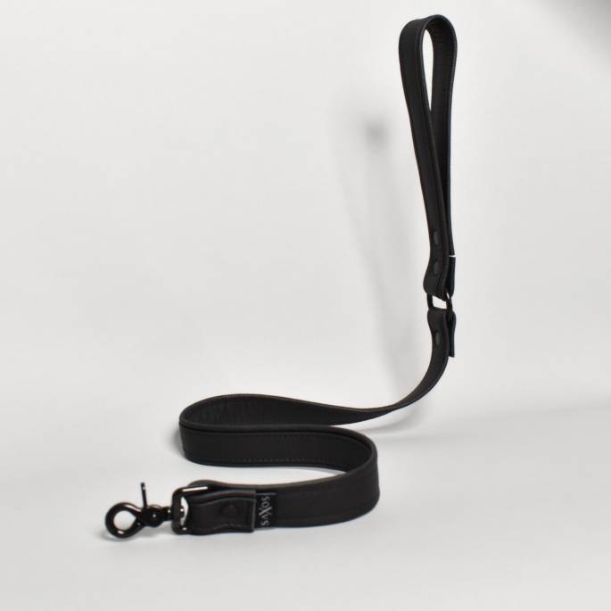 Laisse large tout cuir noir