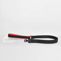 Breite Leine aus Voll-Leder schwarz/rot