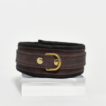 COLLIER CUIR MARRON / DORÉ