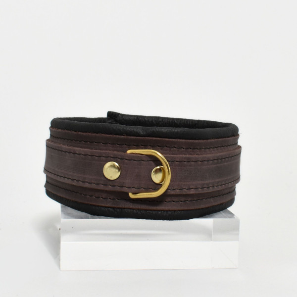 Collier cuir marron / doré