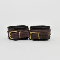 CHEVILLÈRES CUIR MARRON / DORÉ